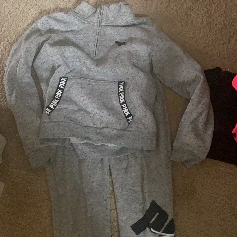 Pink 1/4 zip sweatshirt size medium and joggers xs